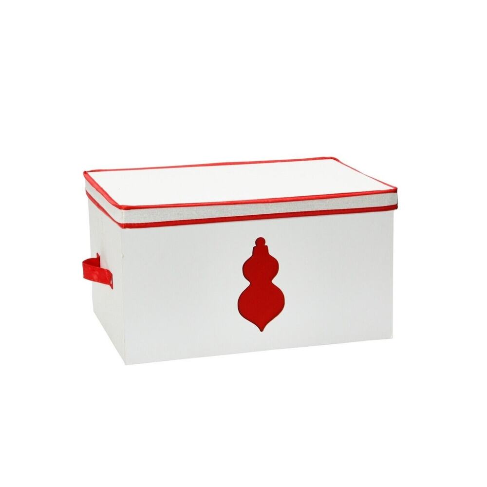 Household Essentials Ornament Storage Chest with 24 Pockets Red